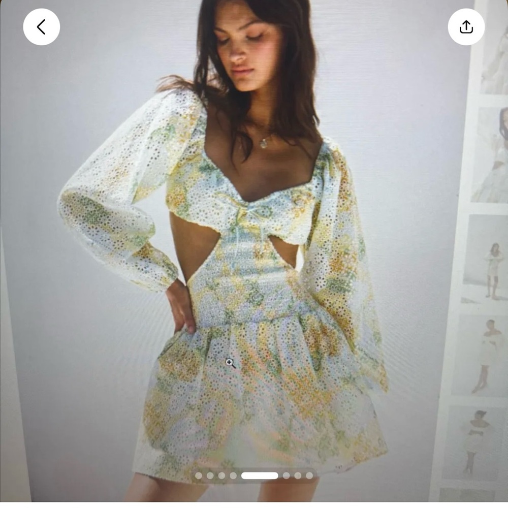 Sabo Skirt White and Yellow Cutout Midi Dress NWOT. Eyelit